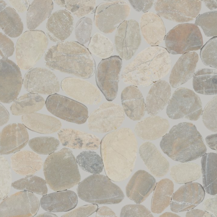 Pebble Oasis Coal, Flat Pebble, Tumbled by Daltile