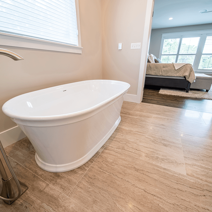 tile installation in bathroom