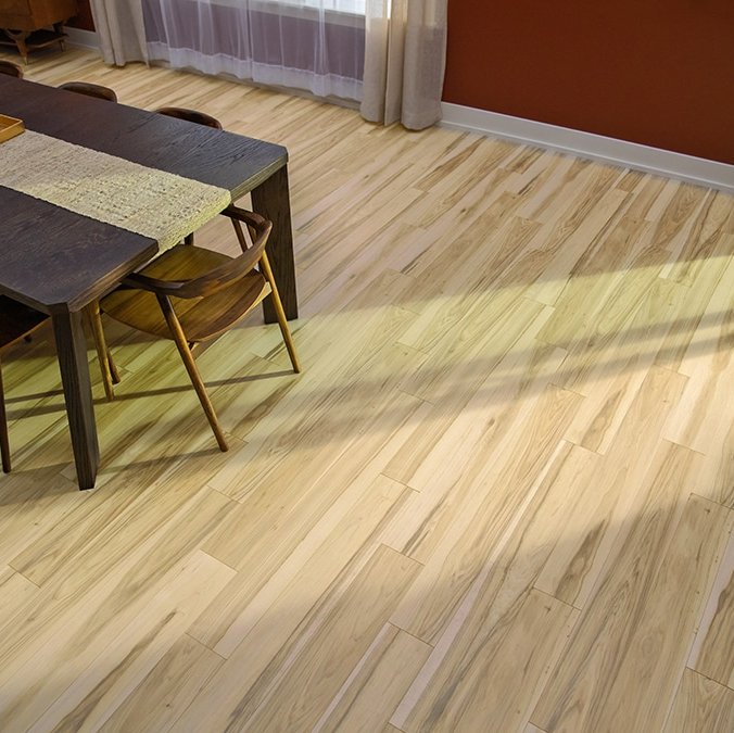 Pergo Hardwood flooring in a bright dining room